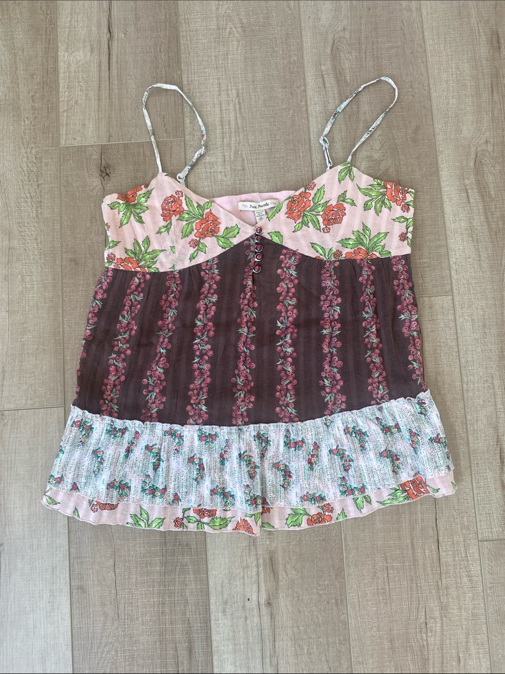Free People Boho Pink Floral Tank Top
